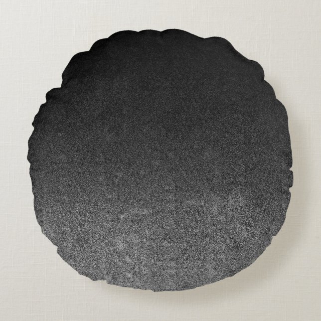 Falln Silver & Black Glitter Gradient Round Pillow (Front)