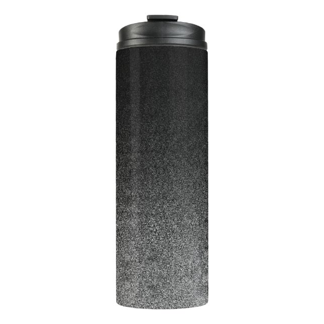 Falln Silver & Black Glitter Gradient Thermal Tumbler (Front)