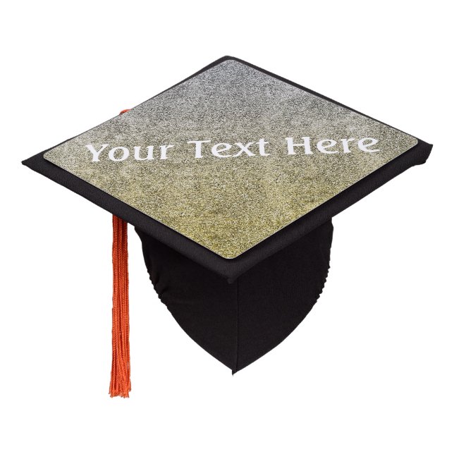 Falln Silver & Gold Glitter Gradient Graduation Cap Topper (Angled)