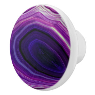 Falln Swirled Purple Geode Ceramic Knob