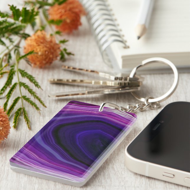 Falln Swirled Purple Geode Keychain (Front Right)