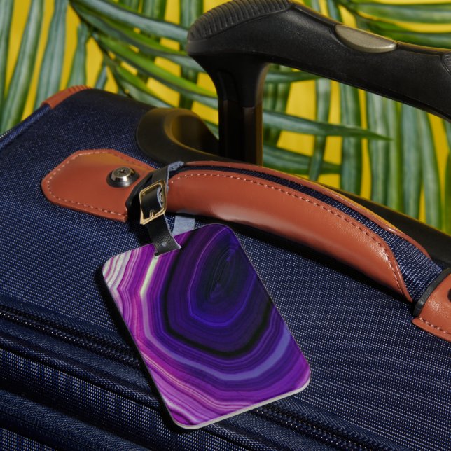 Falln Swirled Purple Geode Luggage Tag (Front Insitu 1)