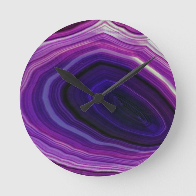Falln Swirled Purple Geode Round Clock (Front)