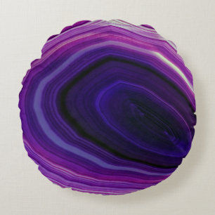 Falln Swirled Purple Geode Round Pillow