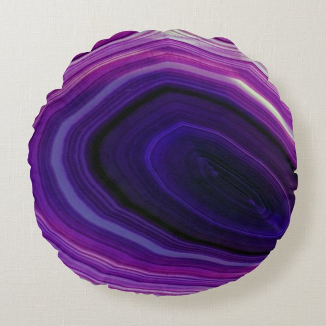 Falln Swirled Purple Geode Round Pillow (Front)