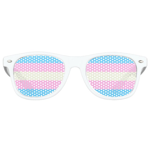 Falln Transgender Pride Flag Retro Sunglasses (Front)
