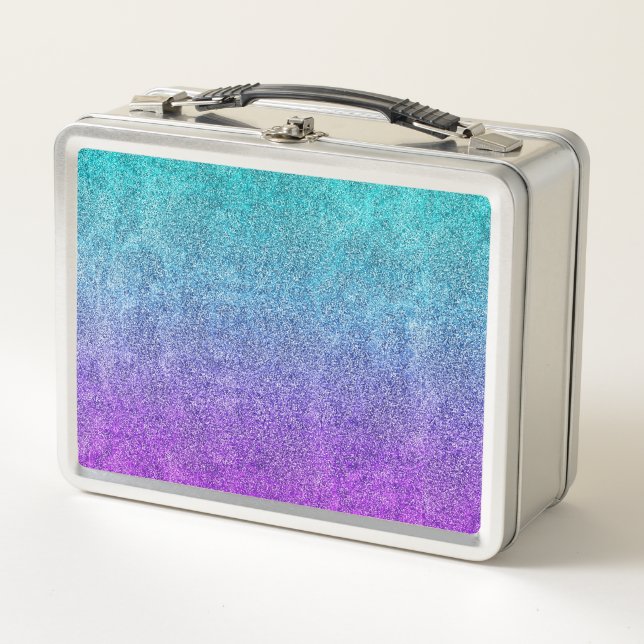 Falln Tropical Dusk Glit Gradient Metal Lunch Box (Front)