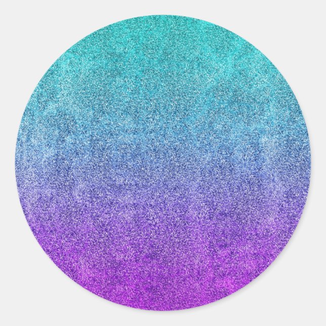 Falln Tropical Dusk Glitter Gradient Classic Round Sticker (Front)