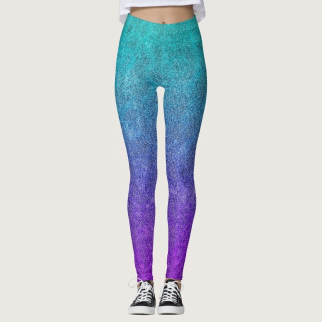 Falln Tropical Dusk Glitter Gradient Leggings (Front)
