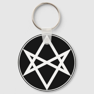 Falln Unicursal Hexagram White Keychain