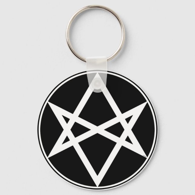 Falln Unicursal Hexagram White Keychain (Front)
