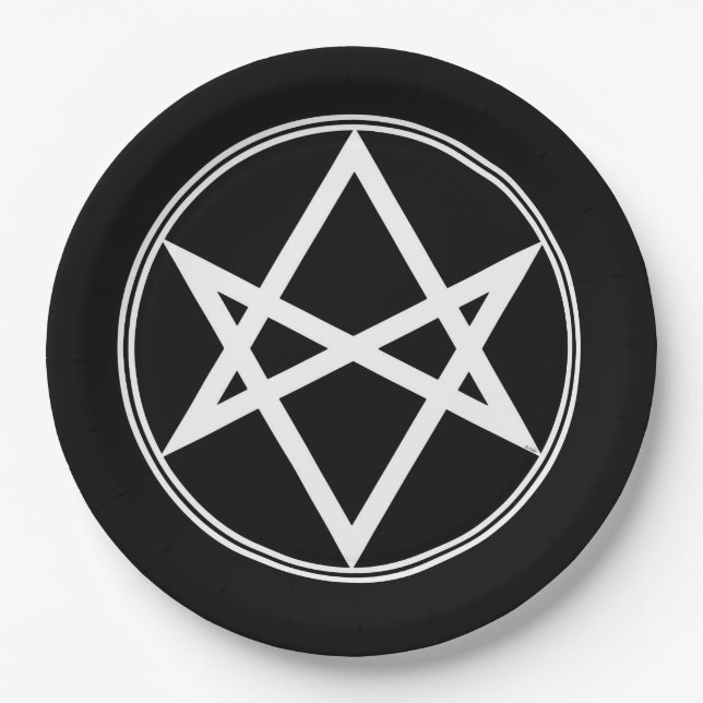 Falln Unicursal Hexagram White Paper Plate (Front)