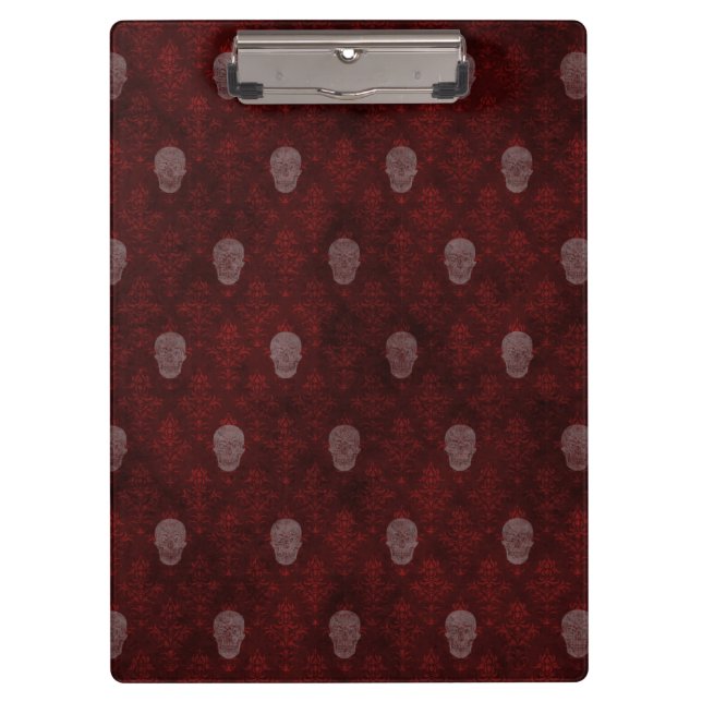 Falln Victorian Skulls Red Clipboard (Front)