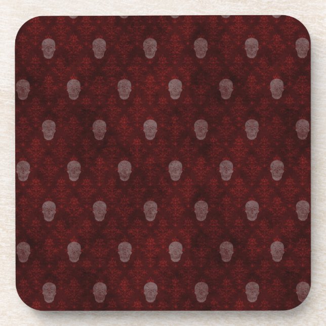 Falln Victorian Skulls Red Coaster (Front)