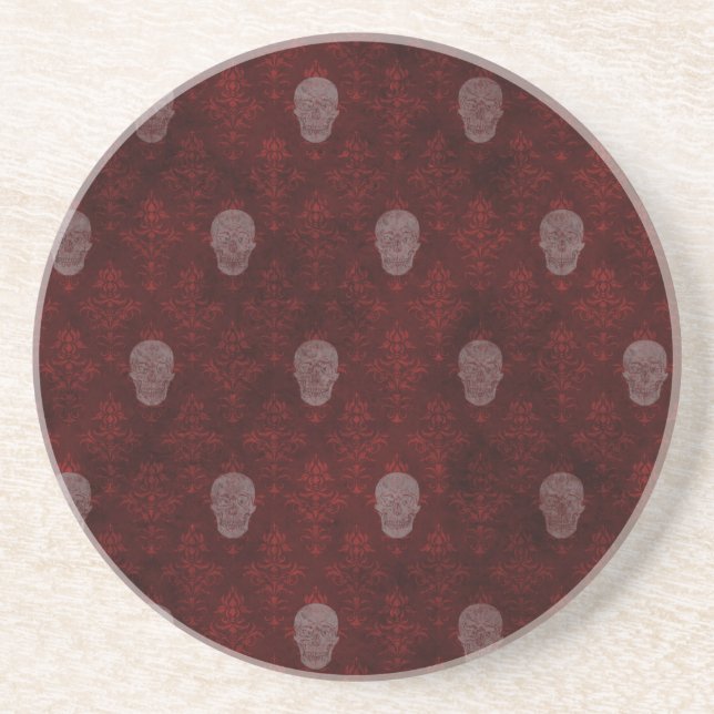 Falln Victorian Skulls Red Coaster (Front)