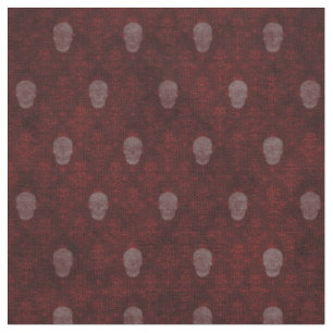 Falln Victorian Skulls Red Fabric