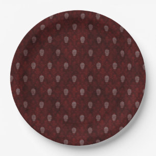 Falln Victorian Skulls Red Paper Plate
