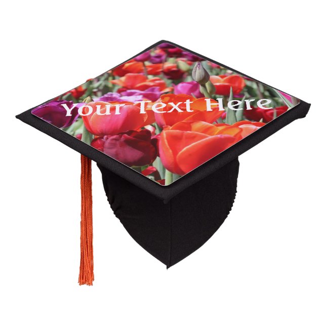 Falln Warm Tulips Graduation Cap Topper (Angled)