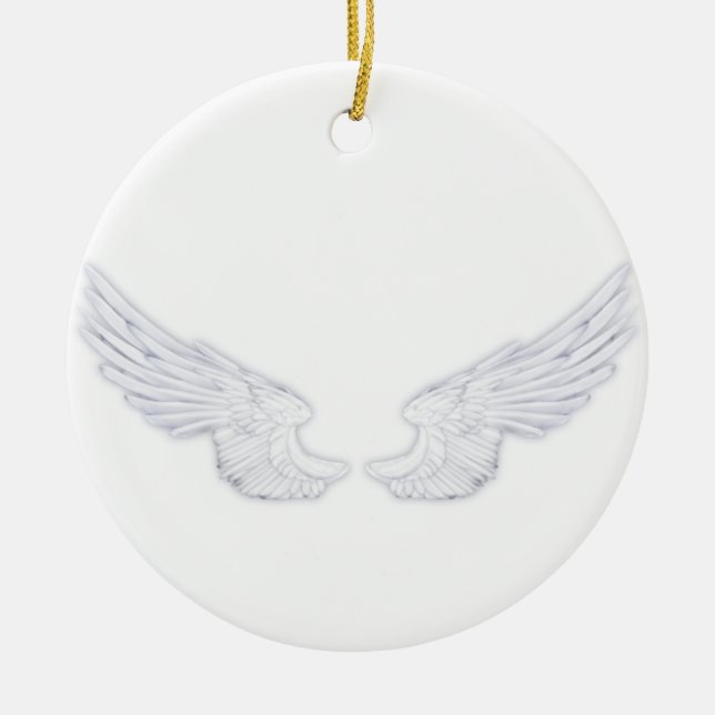 Falln White Angel Wings Ceramic Ornament (Front)