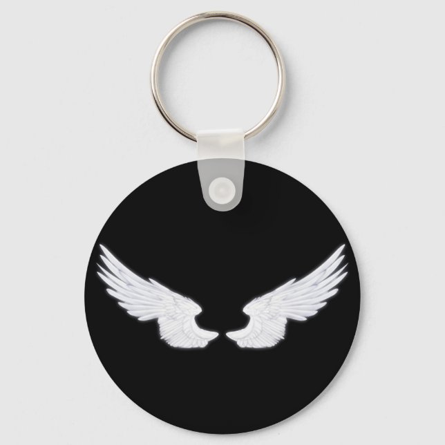 Falln White Angel Wings Keychain (Front)