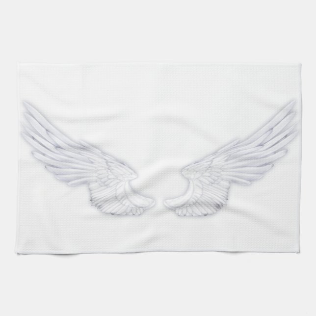 Falln White Angel Wings Kitchen Towel (Horizontal)