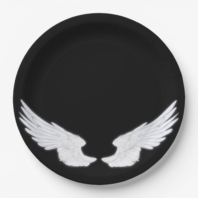 Falln White Angel Wings Paper Plate (Front)
