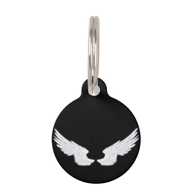 Falln White Angel Wings Pet Tag (Front)