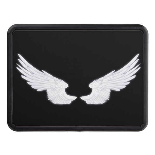 Falln White Angel Wings Trailer Hitch Cover (Front)
