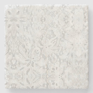 Falln White Lace Stone Coaster
