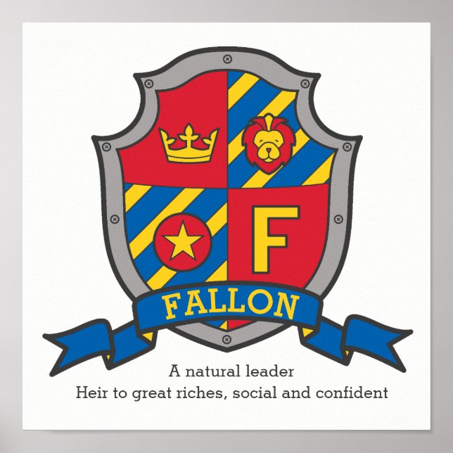 Fallon boys F nom signifiant affiche de bouclier h (Devant)