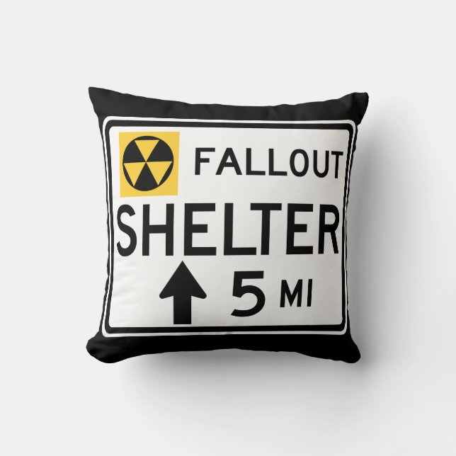 Fallout Shelter Sign Throw Pillow (Front)