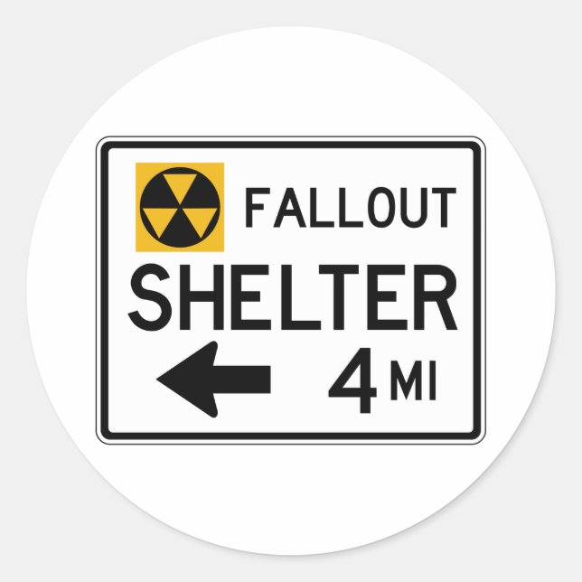 Fallout Shelter Street Sign Classic Round Sticker (Front)