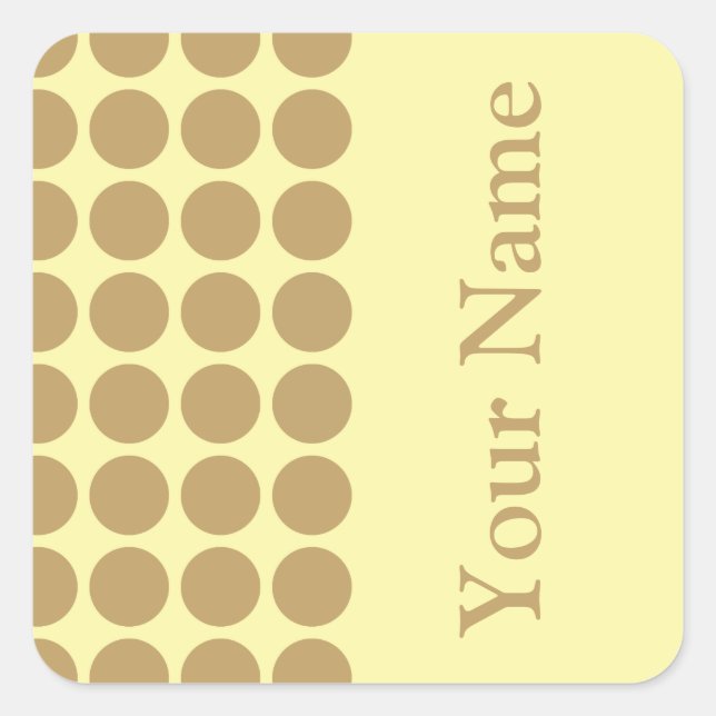 Fallow Cream Neutral Dots with name text Square Sticker (Front)