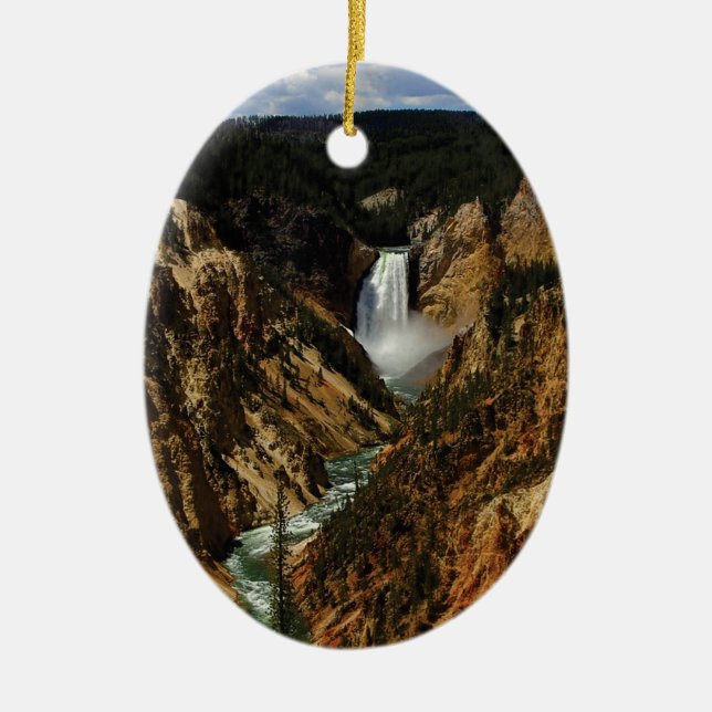 FALLS AT YELLOWSTONE YEAH CERAMIC ORNAMENT (Front)