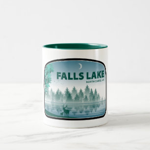 Falls Lake North Carolina Deer Two-Tone Coffee Mug