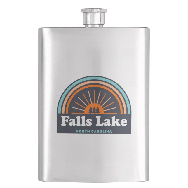 Falls Lake North Carolina Rainbow Hip Flask (Front)