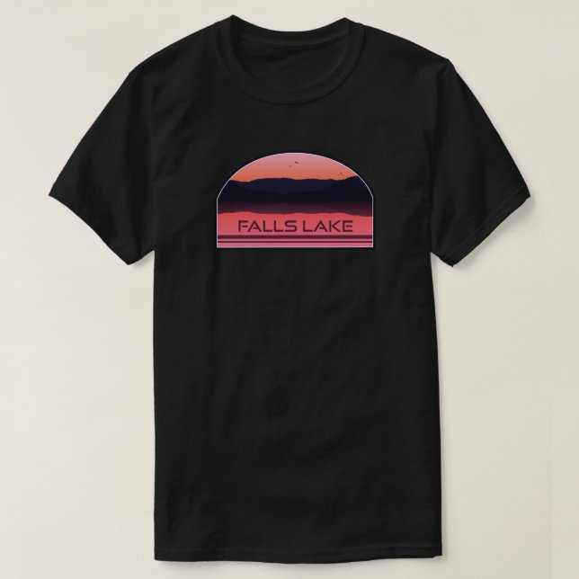 Falls Lake North Carolina Red Sunrise T-Shirt (Design Front)