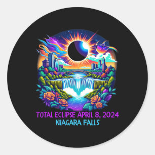 Falls New York Ny Total Solar Eclipse April 8  Classic Round Sticker