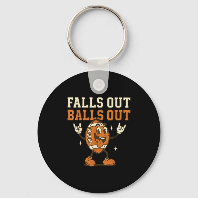 Falls Out Out Touchdown Football Game Day Boys Gir Keychain (Front)