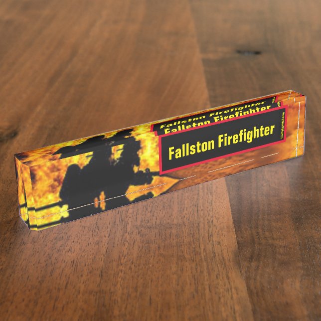 Fallston Firefighter flames desk name plate (Side)