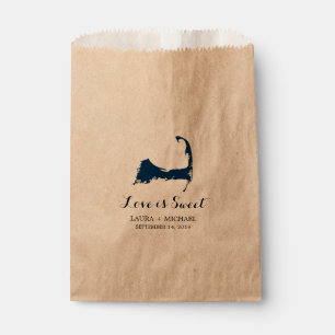 Falmouth Cape Cod Map with Heart   Favours Favour Bag