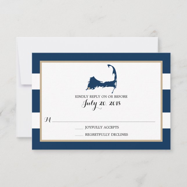 Falmouth Cape Cod with heart | Wedding RSVP Card (Front)
