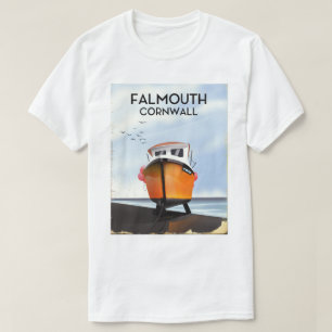 Falmouth Cornwall Fishing boat travel poster T-Shirt