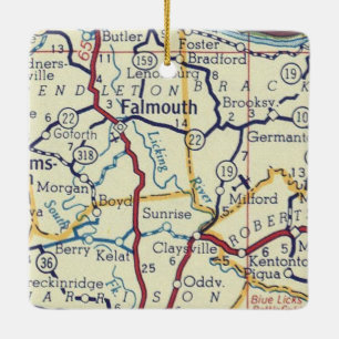 Falmouth KY Vintage Map Ceramic Ornament