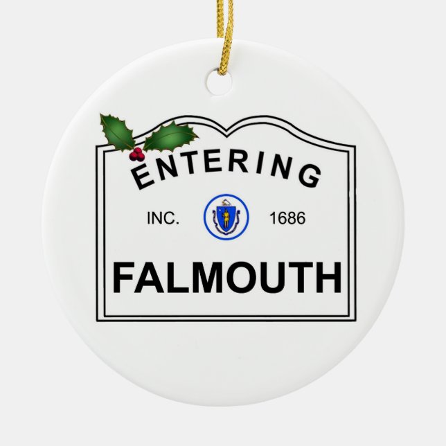 Falmouth MA Ceramic Ornament (Front)