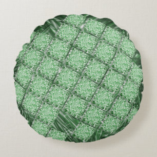 False ceramic, simulated grass and wall parts round pillow