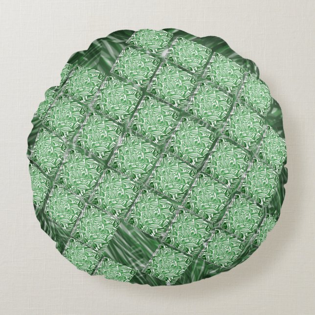False ceramic, simulated grass and wall parts round pillow (Front)
