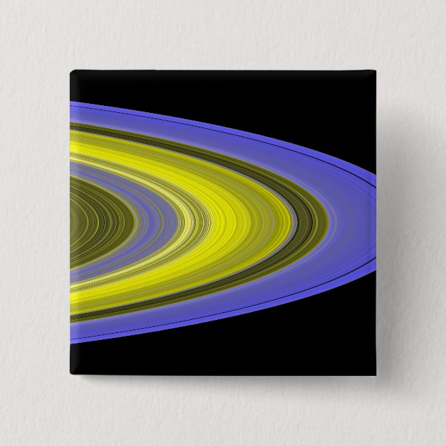 False-colour image of Saturn's rings 2 Inch Square Button (Front)