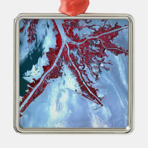 False colour satellite metal ornament