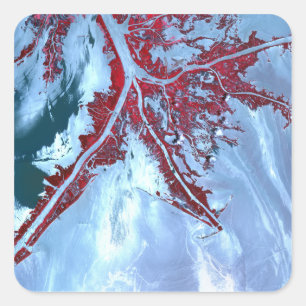 False colour satellite square sticker